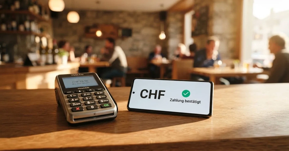 Kartenterminal und Smartphone mit einer ausstehenden Zahlungsbenachrichtigung — 40 franken bonus ohne einzahlung casino