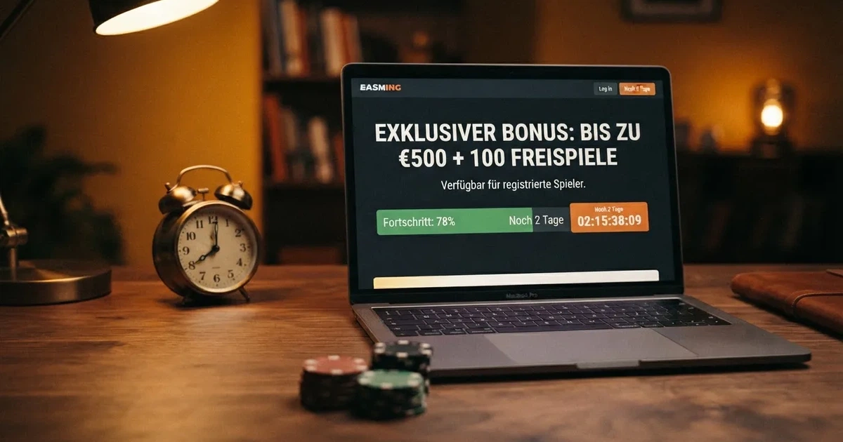 Bildschirm mit Bonusbedingungen, Einsatztabelle und einer Uhr im Hintergrund — online casino bonus ohne umsatzbedingungen